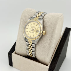 Rolex Ladies Datejust 69173 Champagne Dial 18K Yellow Gold Stainless Steel