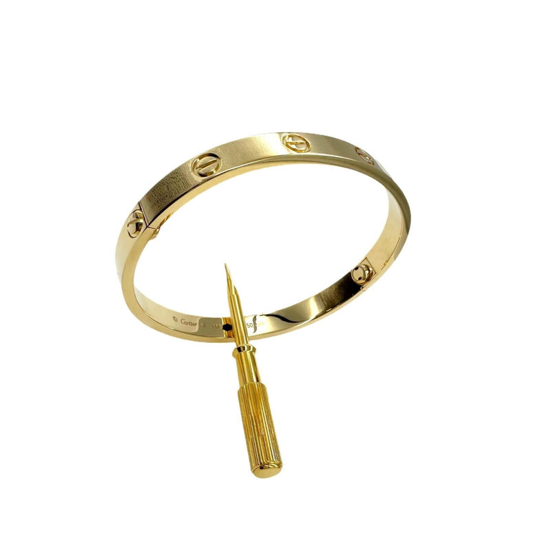 Cartier  Love Bangle Bracelet Size 17 in  18kt Yellow Gold COA Receipt Boxes