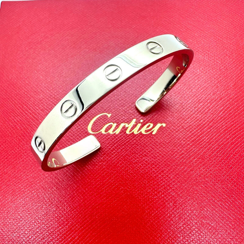 Cartier LOVE 18KT White Gold Bracelet Cuff SZ 16