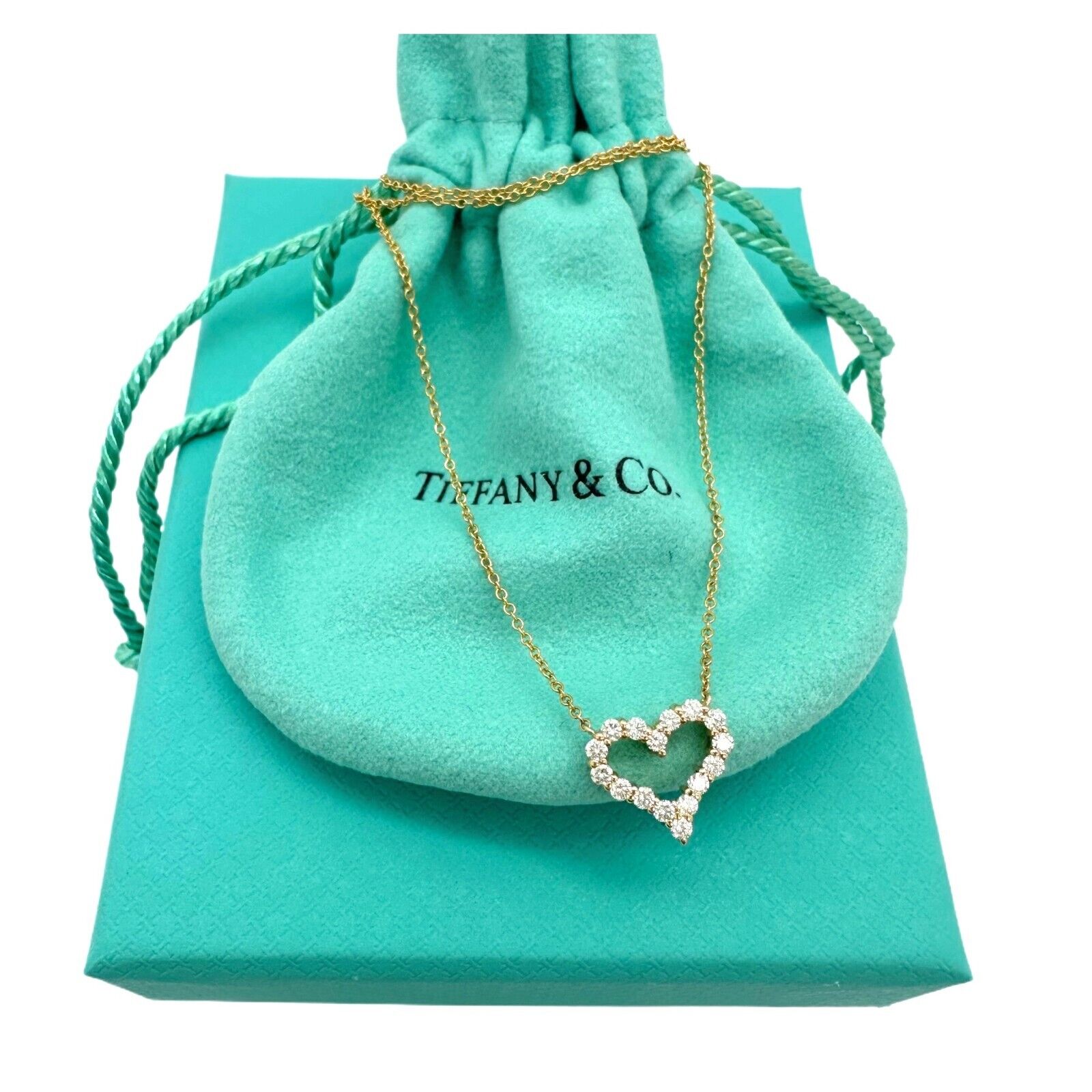 Tiffany Diamond Heart Pendant Necklace 18k Rose Gold Size