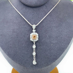 FOREVERMARK Cognac Fancy Dark Orangey Brown Cushion Diamond Pendant Necklace