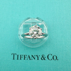 Tiffany & Co Platinum Engagement Ring Round Diamond Solitaire 1.64 cts I VVS1