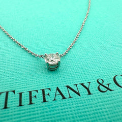 Tiffany & Co Platinum Diamond Pendant Necklace Round 0.43 ct