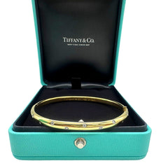 Tiffany & Co ETOILE 18K Yellow Gold Platinum Diamond Bangle Bracelet