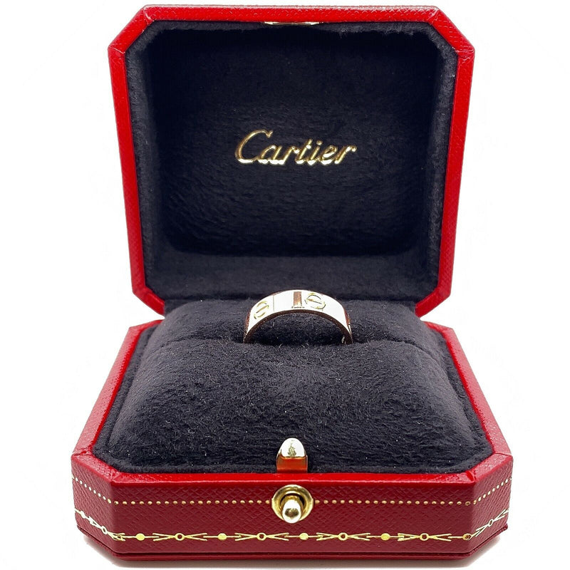 CARTIER 18kt Rose Gold Love Band Ring 5.5 MM Size 58