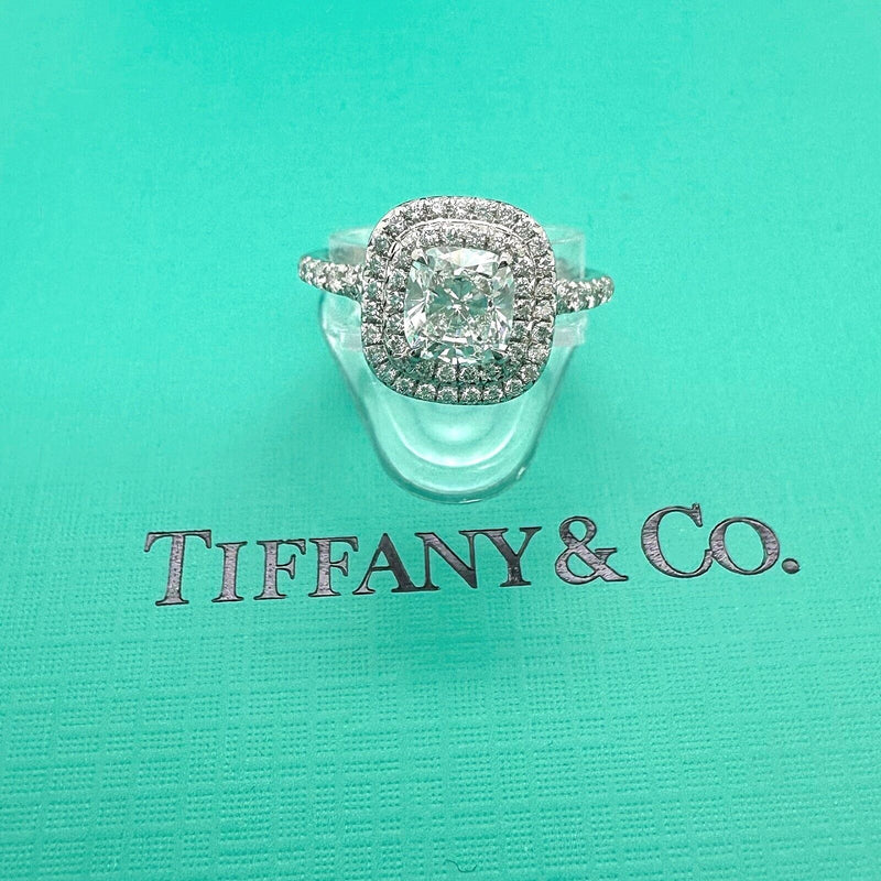 Tiffany & Co Soleste Cushion 1.03 cts E VVS1 Diamond  Engagement Ring Platinum