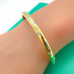 Tiffany & Co ETOILE 18K Yellow Gold Platinum Diamond Bangle Bracelet