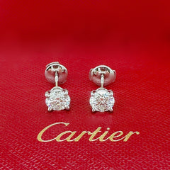 CARTIER 2.05 tcw Diamond Stud Earrings in Platinum GIA Box