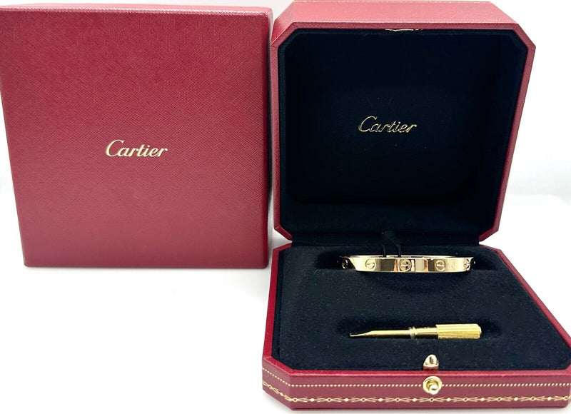 Cartier  Love Bangle Bracelet Size 17 in  18kt Yellow Gold COA Receipt Boxes