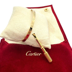 Cartier LOVE Small Model 18kt Yellow Gold Bangle Bracelet Sz 19