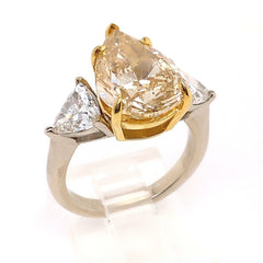 Fancy Brownish Yellow 5.03 Carats Pear Shape Trillions Diamond Engagement Ring