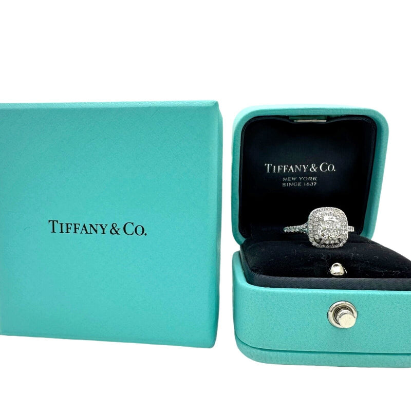 Tiffany & Co Soleste Cushion 1.03 cts E VVS1 Diamond  Engagement Ring Platinum