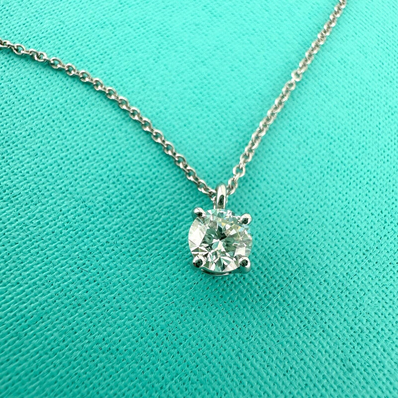 Tiffany & Co Platinum Diamond Pendant Necklace Round 0.42 ct