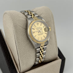 Rolex Ladies Datejust 69173 Champagne Dial 18K Yellow Gold Stainless Steel