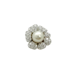 Van Cleef & Arpels Flower Pearl & Diamond Earring in 18k White Gold