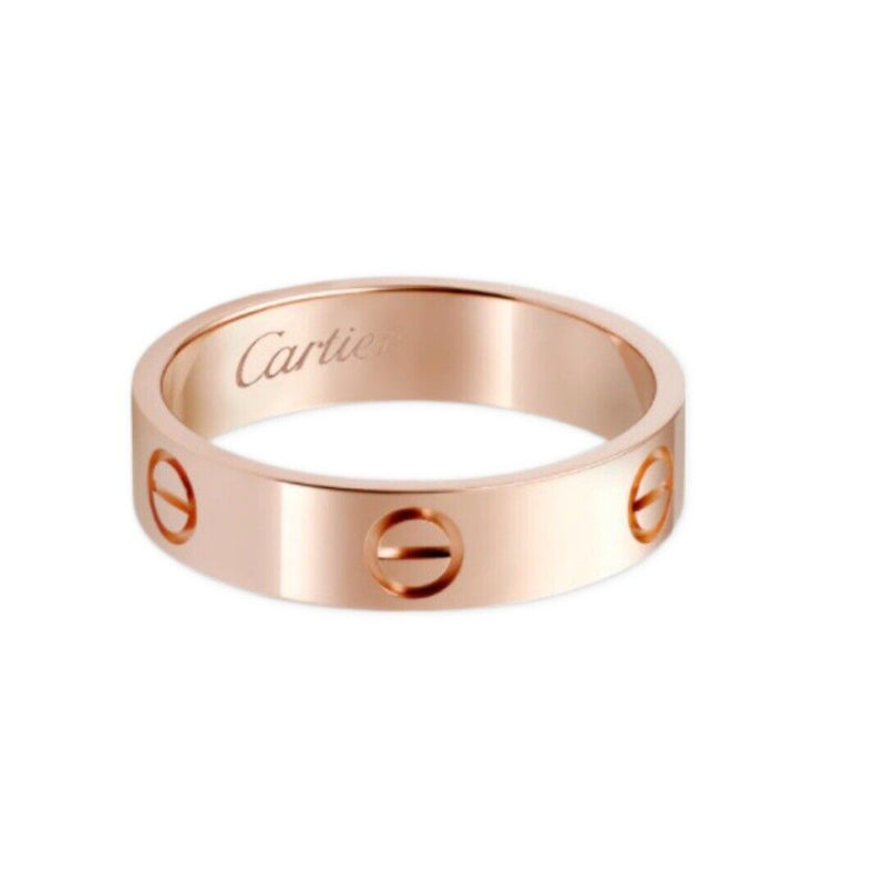 CARTIER 18kt Rose Gold Love Band Ring 5.5 MM Size 58