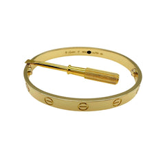 Cartier  Love Bangle Bracelet Size 17 in  18kt Yellow Gold COA Receipt Boxes