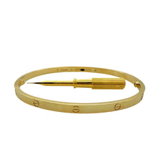 Cartier LOVE Small Model 18kt Yellow Gold Bangle Bracelet Sz 19