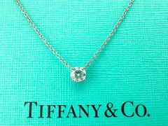 Tiffany & Co Platinum Diamond Pendant Necklace Round 0.43 ct