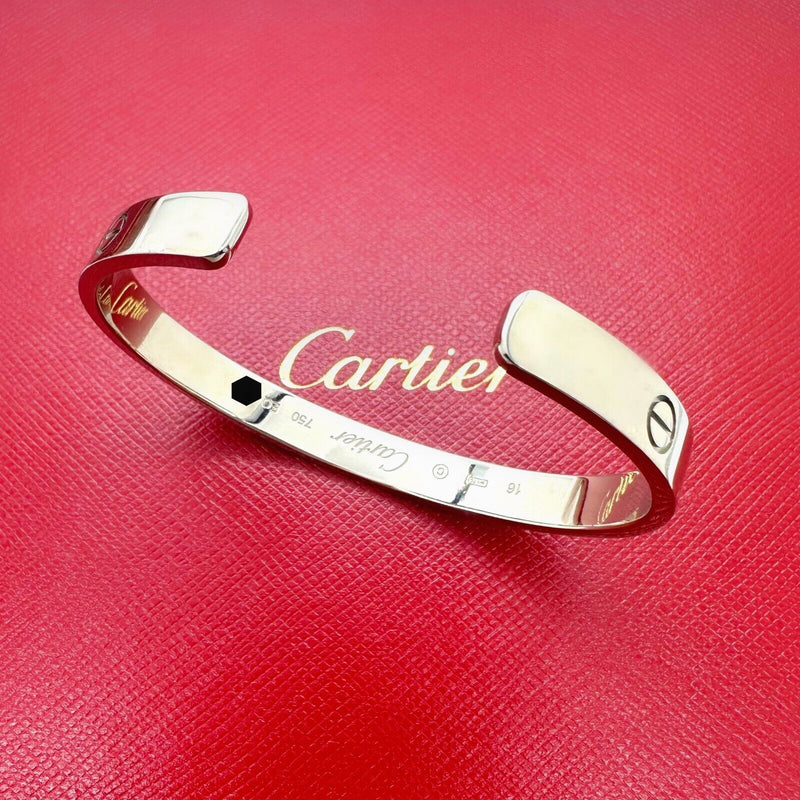 Cartier LOVE 18KT White Gold Bracelet Cuff SZ 16