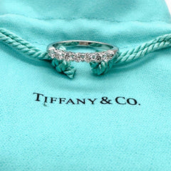 Tiffany & Co Forever Platinum Diamond Band Ring 3mm Half Circle Shared Prong