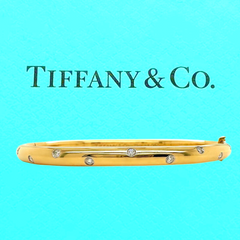 Tiffany & Co ETOILE 18K Yellow Gold Platinum Diamond Bangle Bracelet