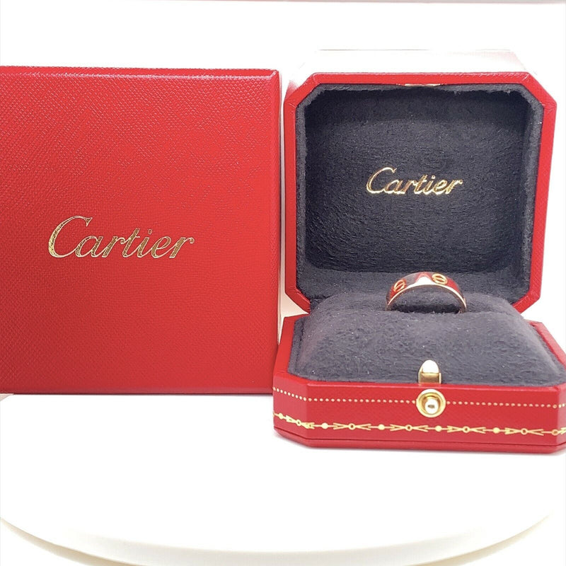 CARTIER 18kt Rose Gold Love Band Ring 5.5 MM Size 58