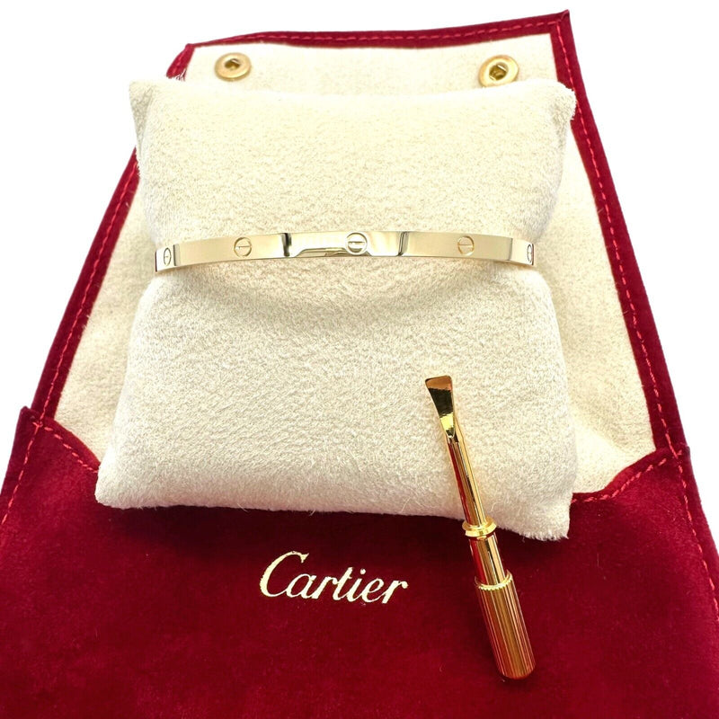 Cartier LOVE Small Model 18kt Yellow Gold Bangle Bracelet Sz 19