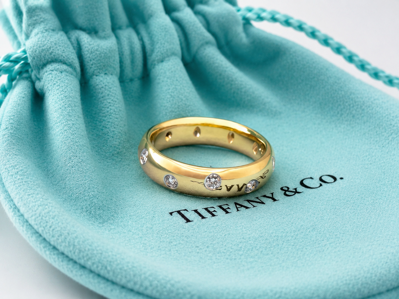 Tiffany & Co. ETOILE Diamond Band Ring 18k Yellow Gold 4.5MM Size