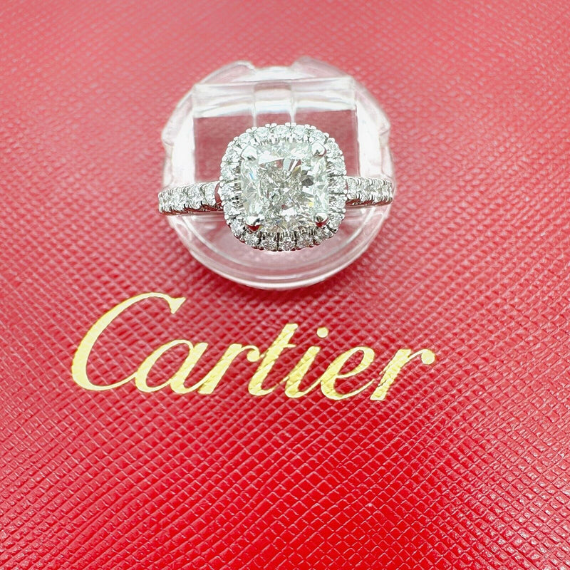 Cartier Destinee Cushion 1.15 cts H VS1 Halo Engagement Ring in Platinum