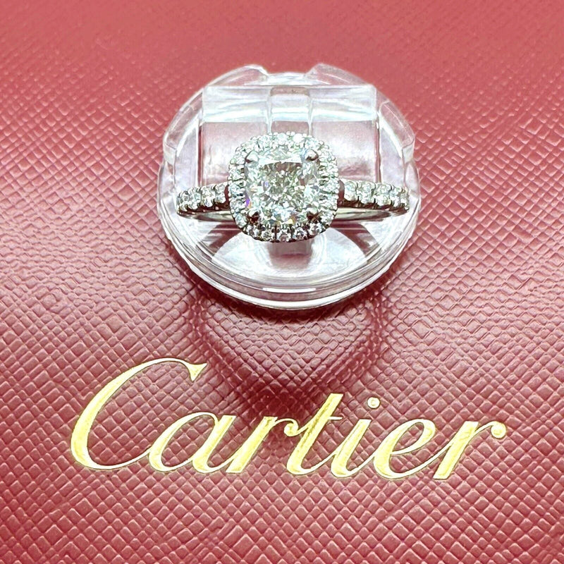 Cartier Destinee Cushion 1.15 cts H VS1 Halo Engagement Ring in Platinum