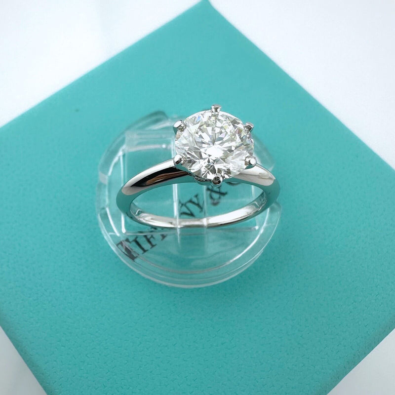 Tiffany & Co Platinum Engagement Ring Round Diamond Solitaire 1.64 cts I VVS1