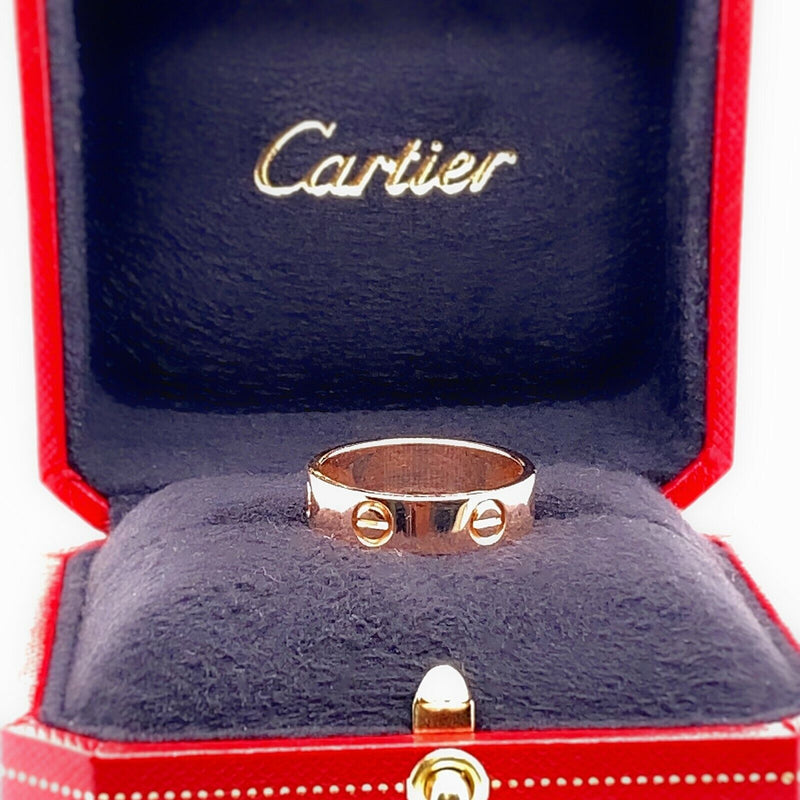 CARTIER 18kt Rose Gold Love Band Ring 5.5 MM Size 58