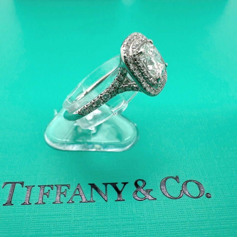 Tiffany & Co Soleste Cushion 1.03 cts E VVS1 Diamond  Engagement Ring Platinum