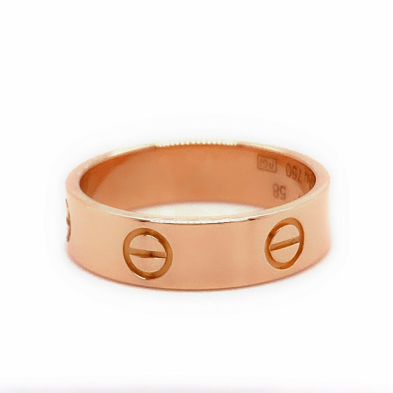 CARTIER 18kt Rose Gold Love Band Ring 5.5 MM Size 58