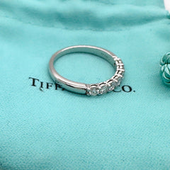 Tiffany & Co Forever Platinum Diamond Band Ring 3mm Half Circle Shared Prong