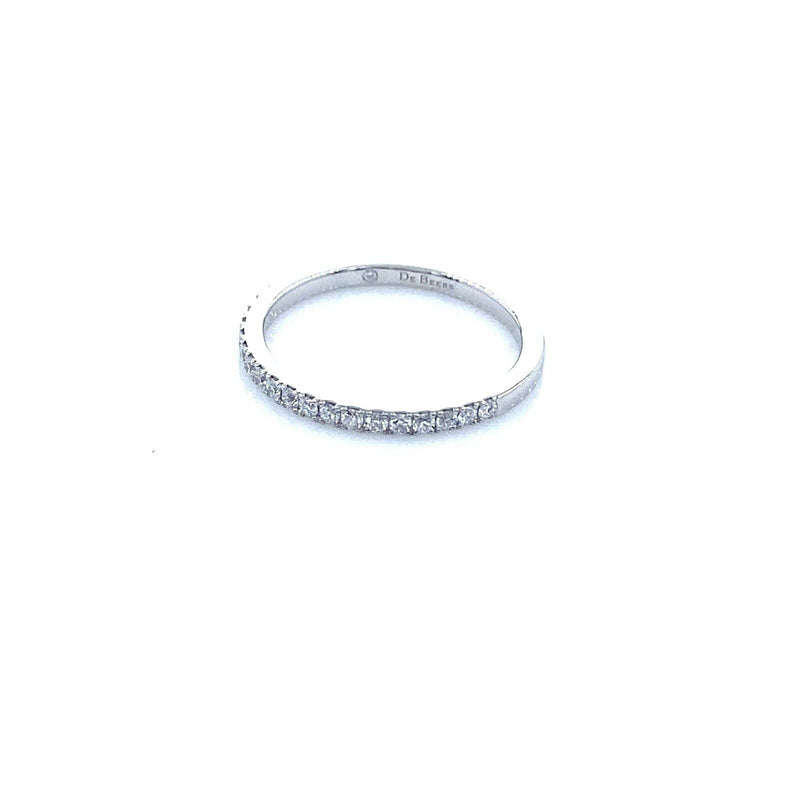 De Beers Platinum Diamond 0.20 TCW Classic Half Eternity Wedding Band RingPapers