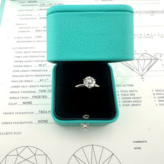 Tiffany & Co Platinum Engagement Ring Round Diamond Solitaire 1.64 cts I VVS1