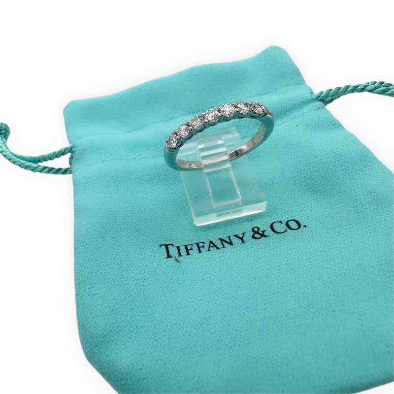 Tiffany & Co Forever Platinum Diamond Band Ring 3mm Half Circle Shared Prong