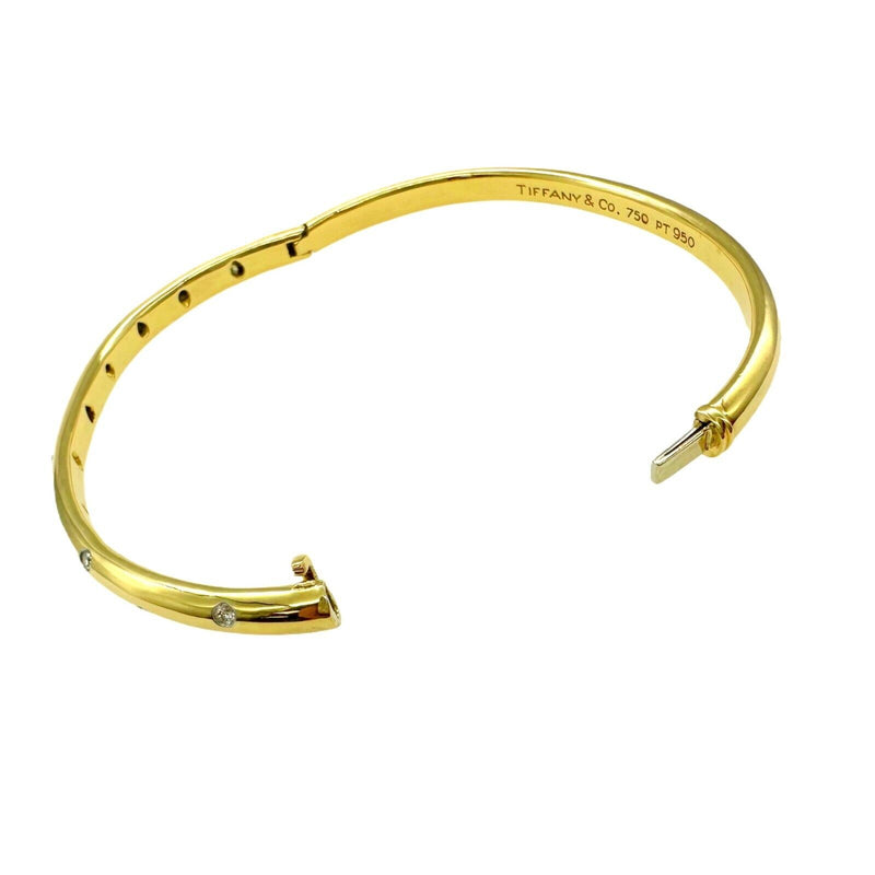 Tiffany & Co ETOILE 18K Yellow Gold Platinum Diamond Bangle Bracelet