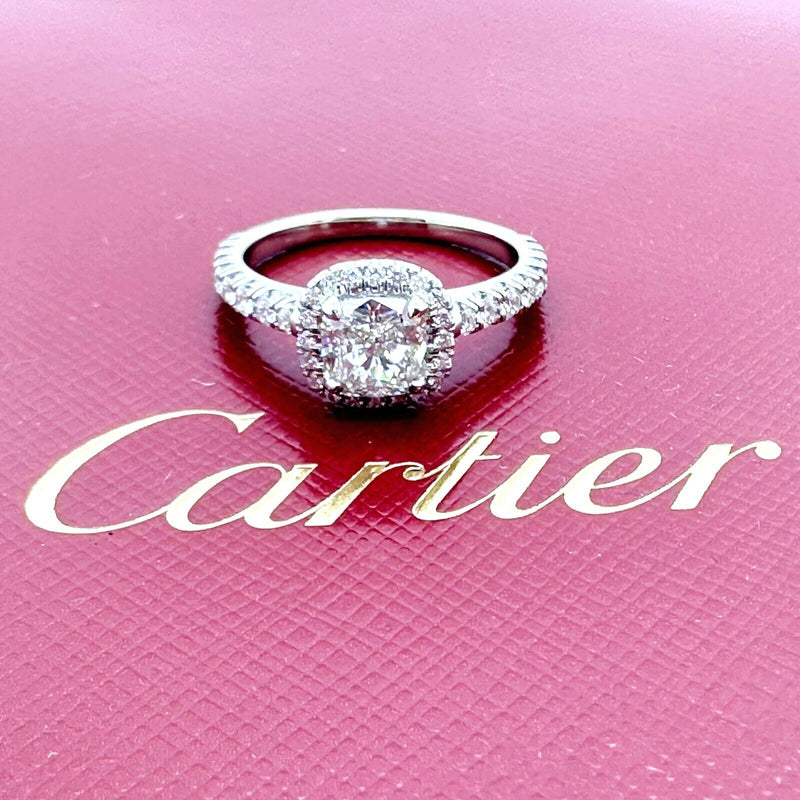 Cartier Destinee Cushion 1.15 cts H VS1 Halo Engagement Ring in Platinum