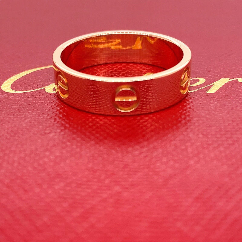 CARTIER 18kt Rose Gold Love Band Ring 5.5 MM Size 58