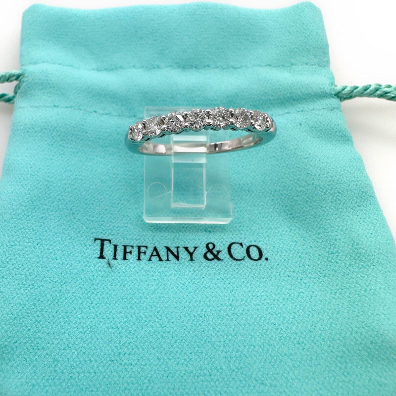 Tiffany & Co Forever Platinum Diamond Band Ring 3mm Half Circle Shared Prong