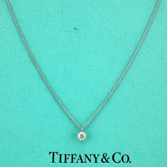 Tiffany & Co Platinum Diamond Pendant Necklace Round 0.42 ct