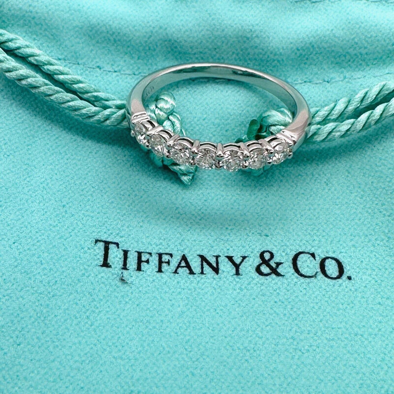 Tiffany & Co Forever Platinum Diamond Band Ring 3mm Half Circle Shared Prong