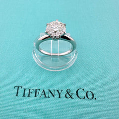 Tiffany & Co Platinum Engagement Ring Round Diamond Solitaire 1.64 cts I VVS1