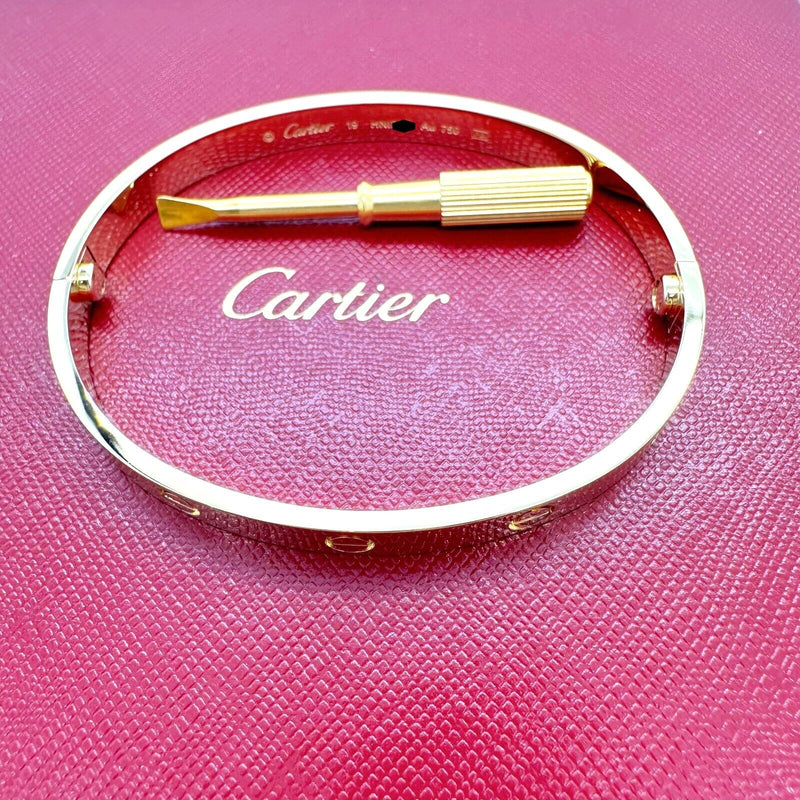 CARTIER LOVE Bracelet 18kt Yellow Gold Full Set Box COA SZ 19