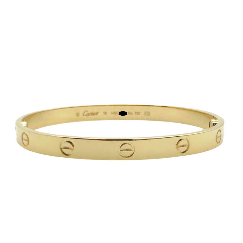 CARTIER LOVE Bracelet 18kt Yellow Gold Full Set Box COA SZ 19