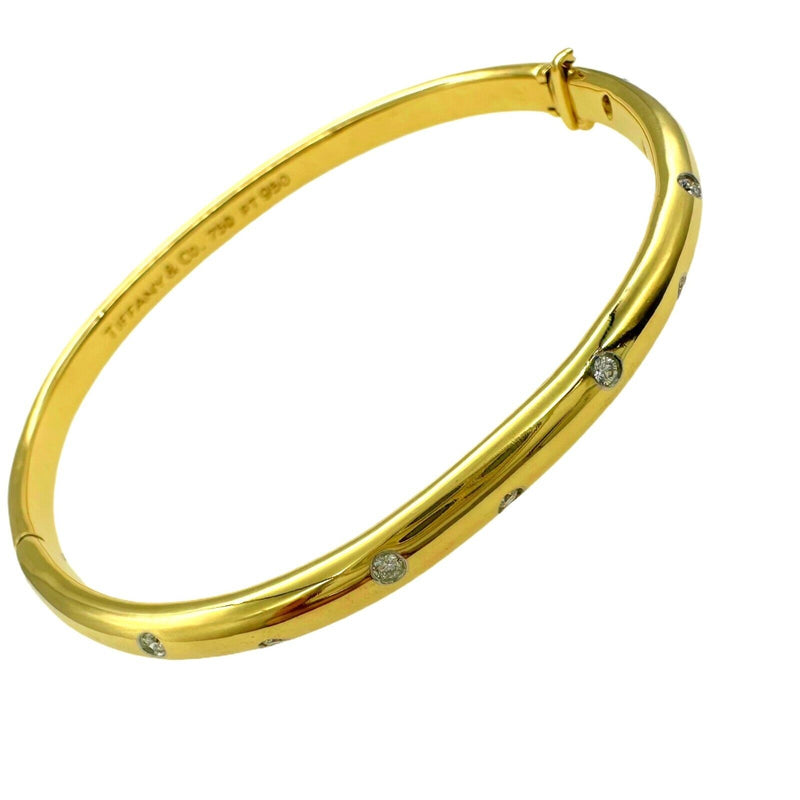 Tiffany & Co ETOILE 18K Yellow Gold Platinum Diamond Bangle Bracelet