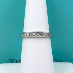 Tiffany & Co Half Circle 3 MM Round Diamond 0.33 tcw Wedding Band Ring Platinum